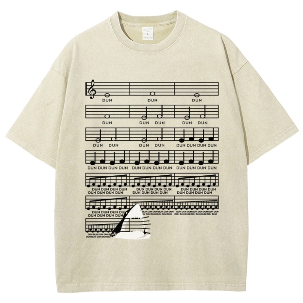 DUN DUN Musical Score Graphic Washed T-Shirt