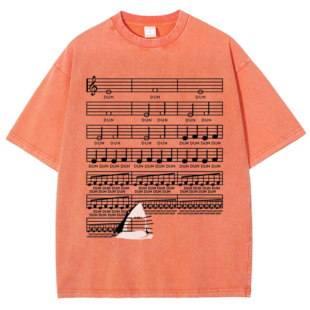DUN DUN Musical Score Graphic Washed T-Shirt