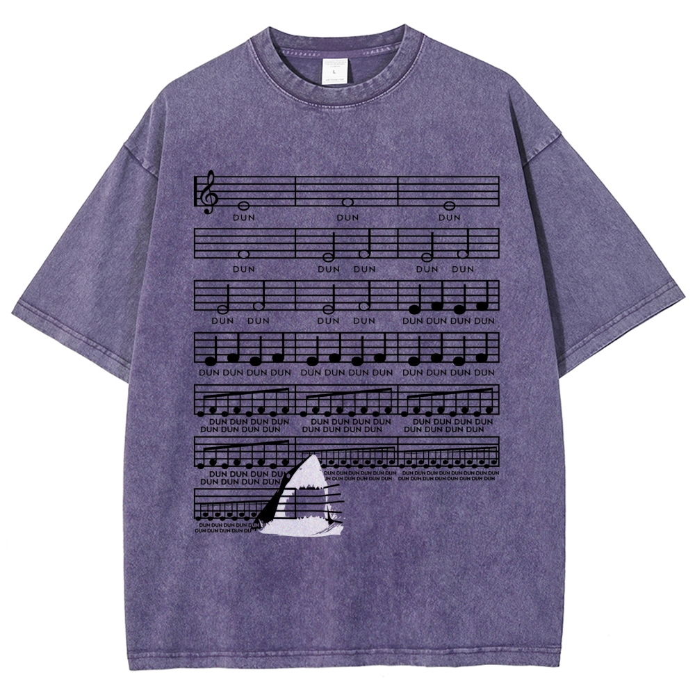 DUN DUN Musical Score Graphic Washed T-Shirt