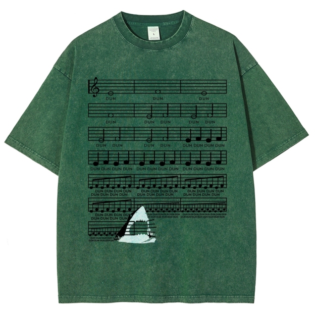 DUN DUN Musical Score Graphic Washed T-Shirt
