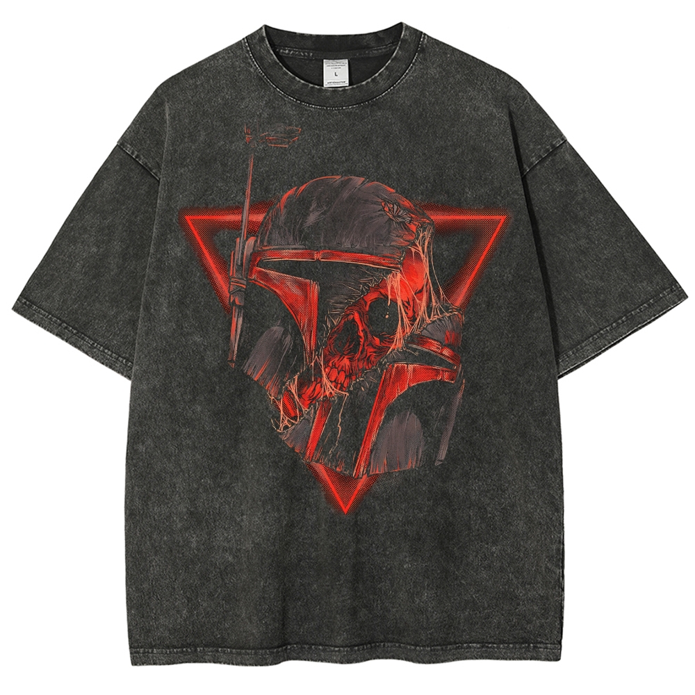 Armored Skull: Red Triangle Graphic Washed T-Shirt