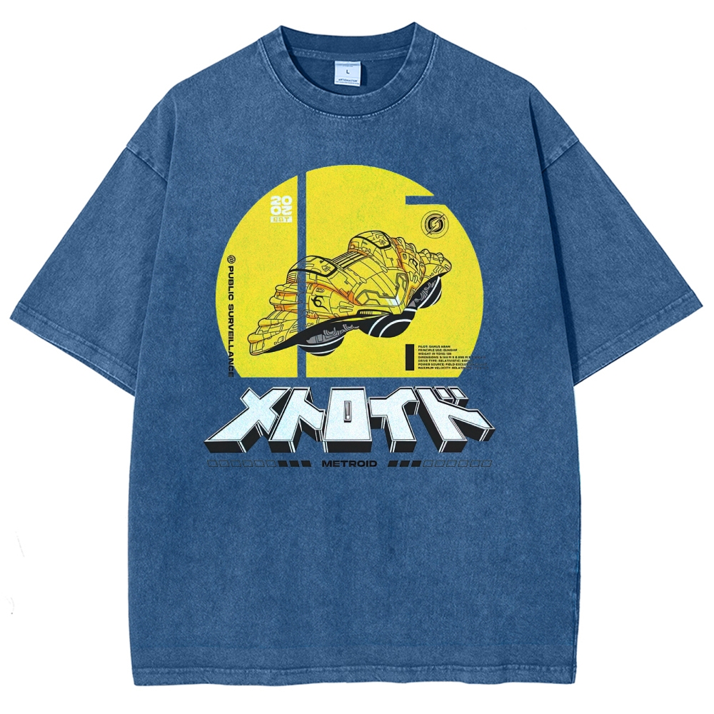 Public Surveillance Metroid Vehicle Graphic Washed T-Shirt