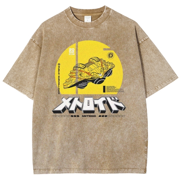 Public Surveillance Metroid Vehicle Graphic Washed T-Shirt