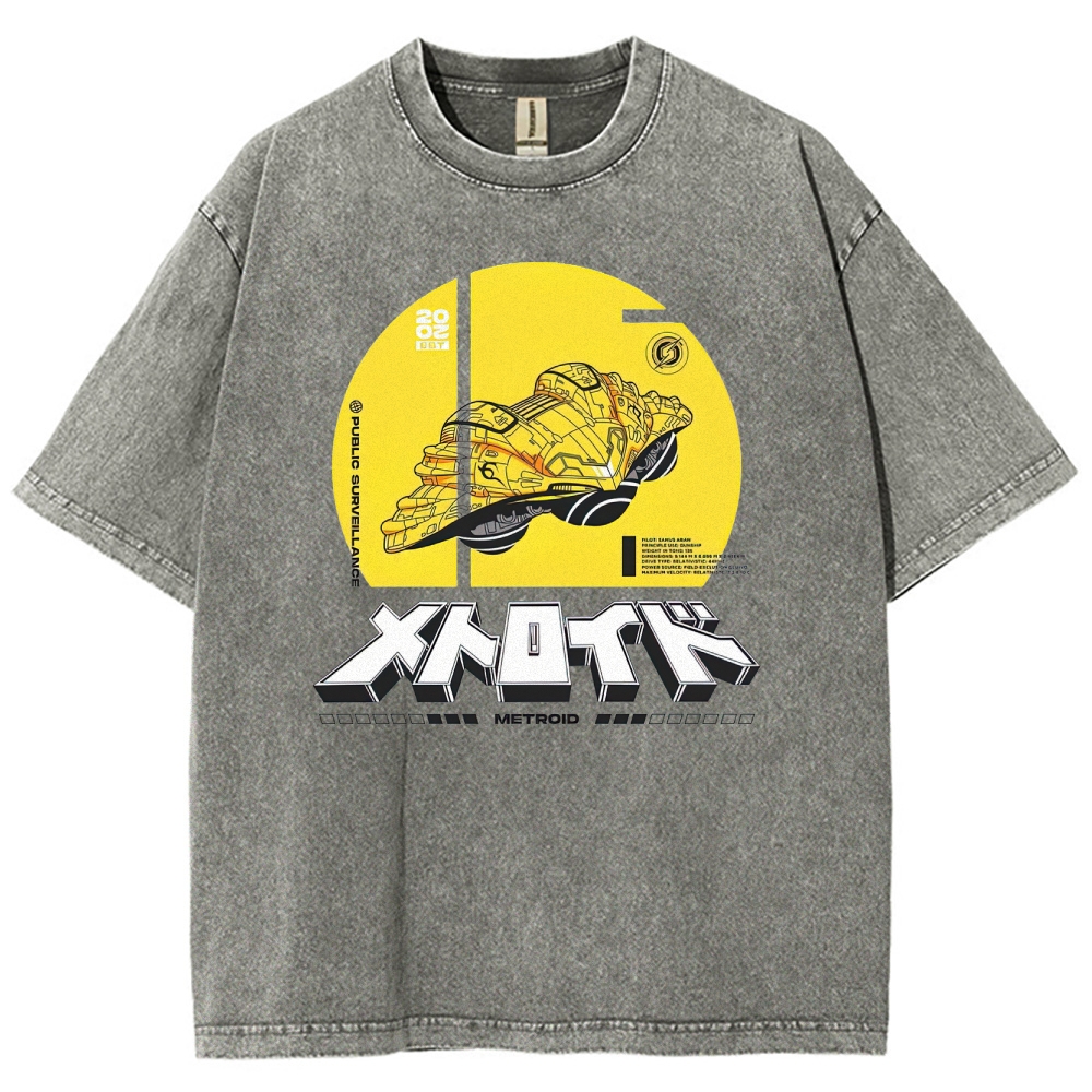 Public Surveillance Metroid Vehicle Graphic Washed T-Shirt
