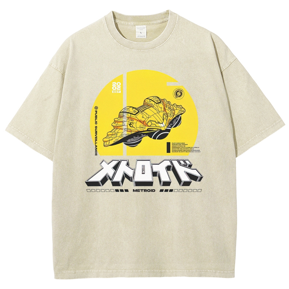 Public Surveillance Metroid Vehicle Graphic Washed T-Shirt