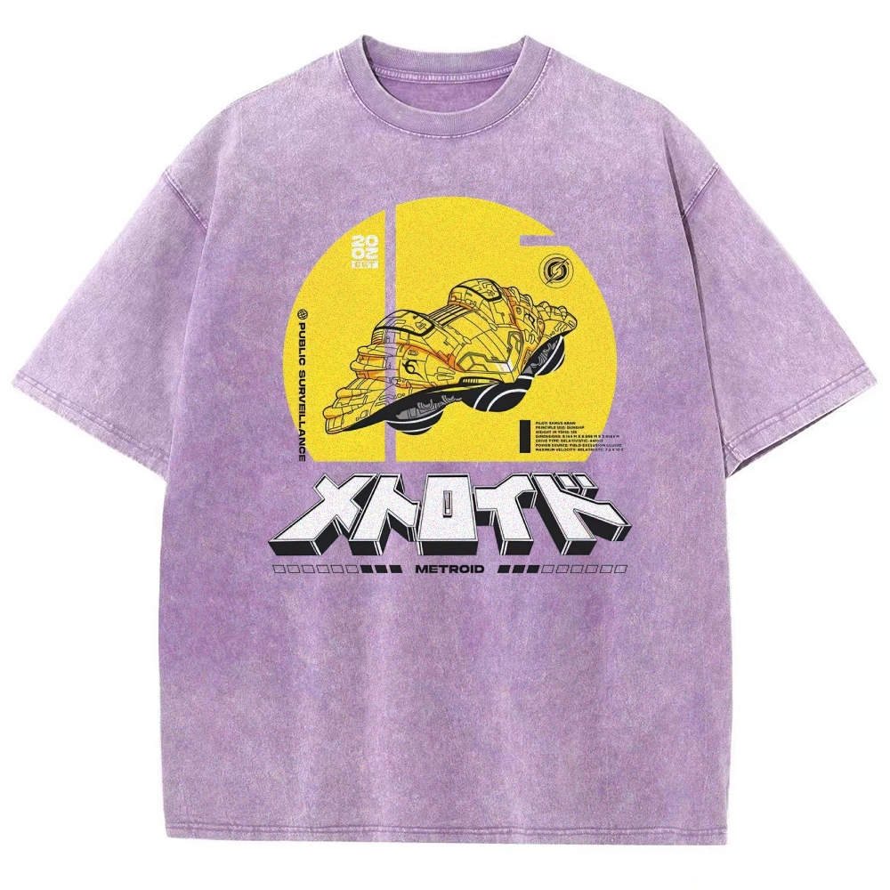 Public Surveillance Metroid Vehicle Graphic Washed T-Shirt