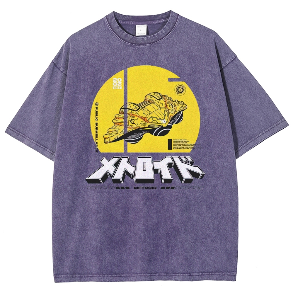 Public Surveillance Metroid Vehicle Graphic Washed T-Shirt