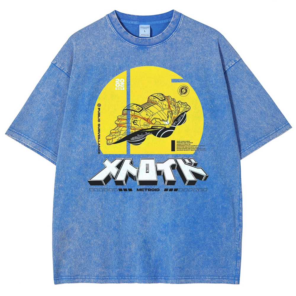 Public Surveillance Metroid Vehicle Graphic Washed T-Shirt