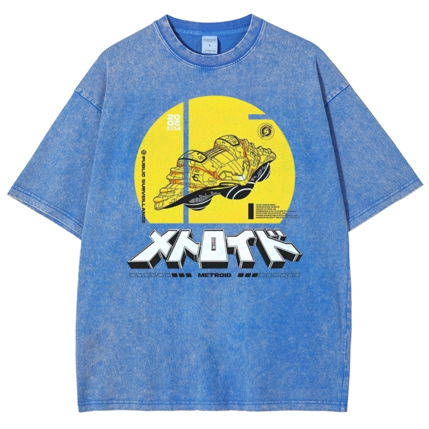 Public Surveillance Metroid Vehicle Graphic Washed T-Shirt