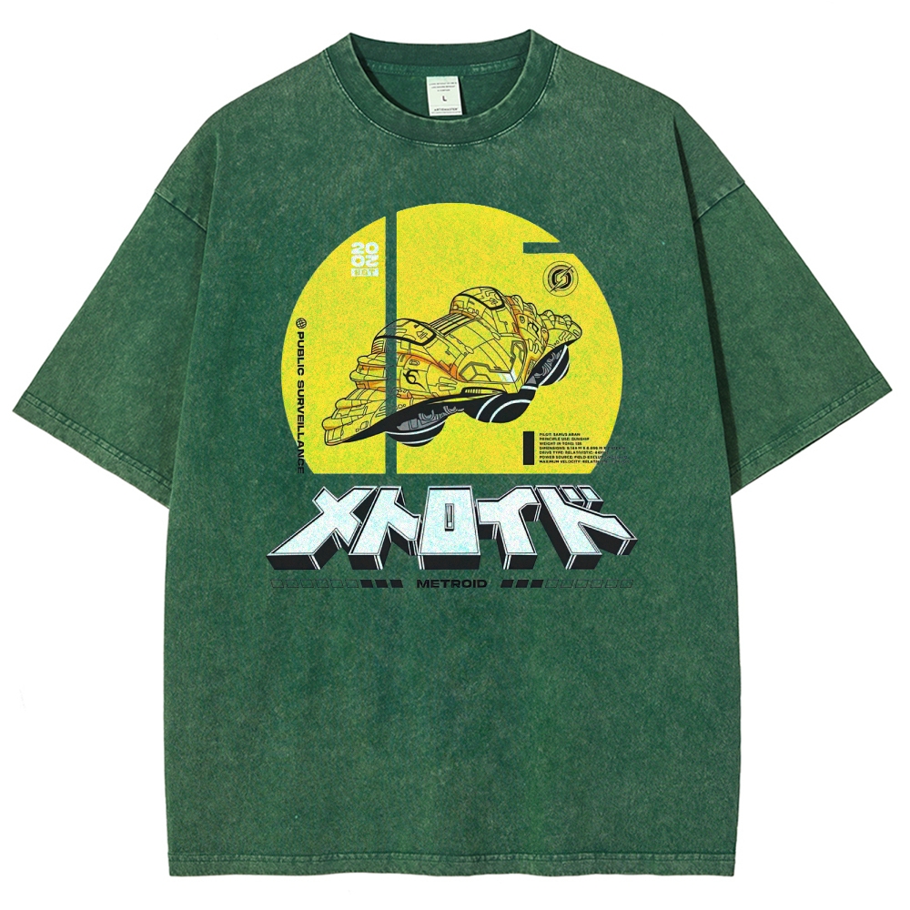 Public Surveillance Metroid Vehicle Graphic Washed T-Shirt