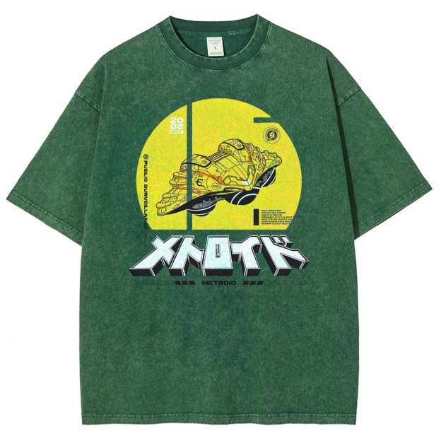 Public Surveillance Metroid Vehicle Graphic Washed T-Shirt