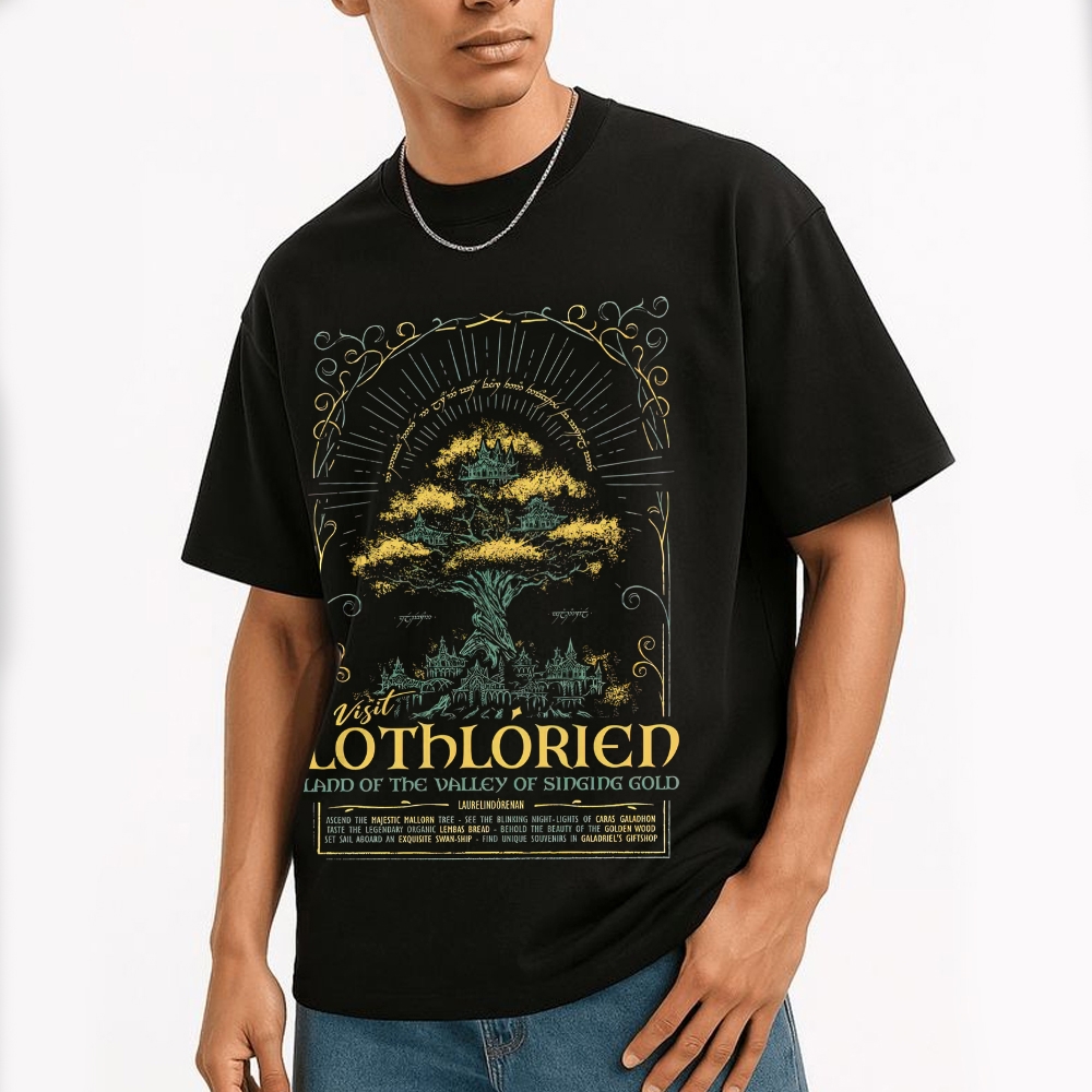 Golden Tree Valley Graphic Cotton T-shirt