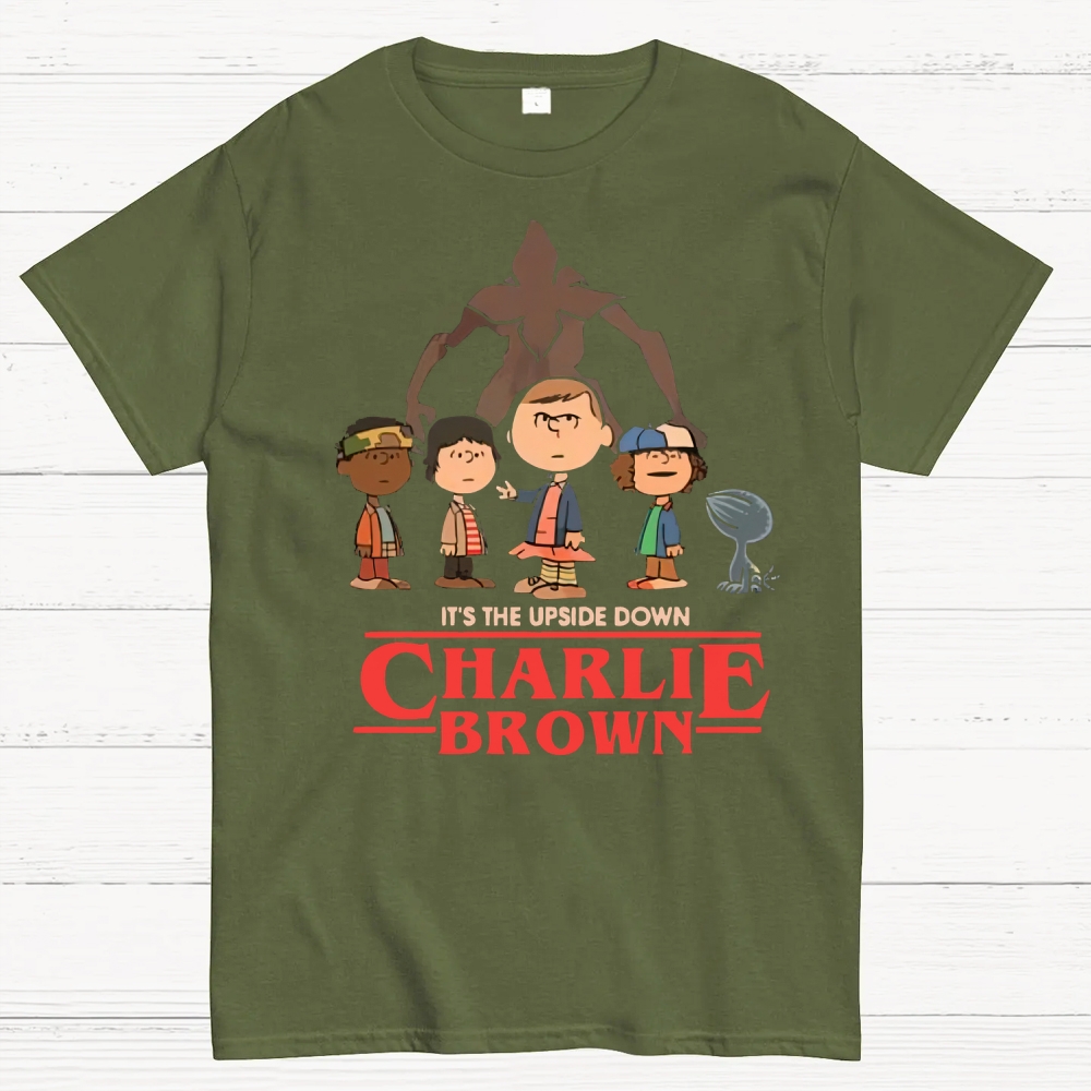 Upside Down Cartoon Group Graphic Cotton T-shirt