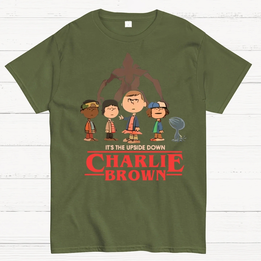 Upside Down Cartoon Group Graphic Cotton T-shirt