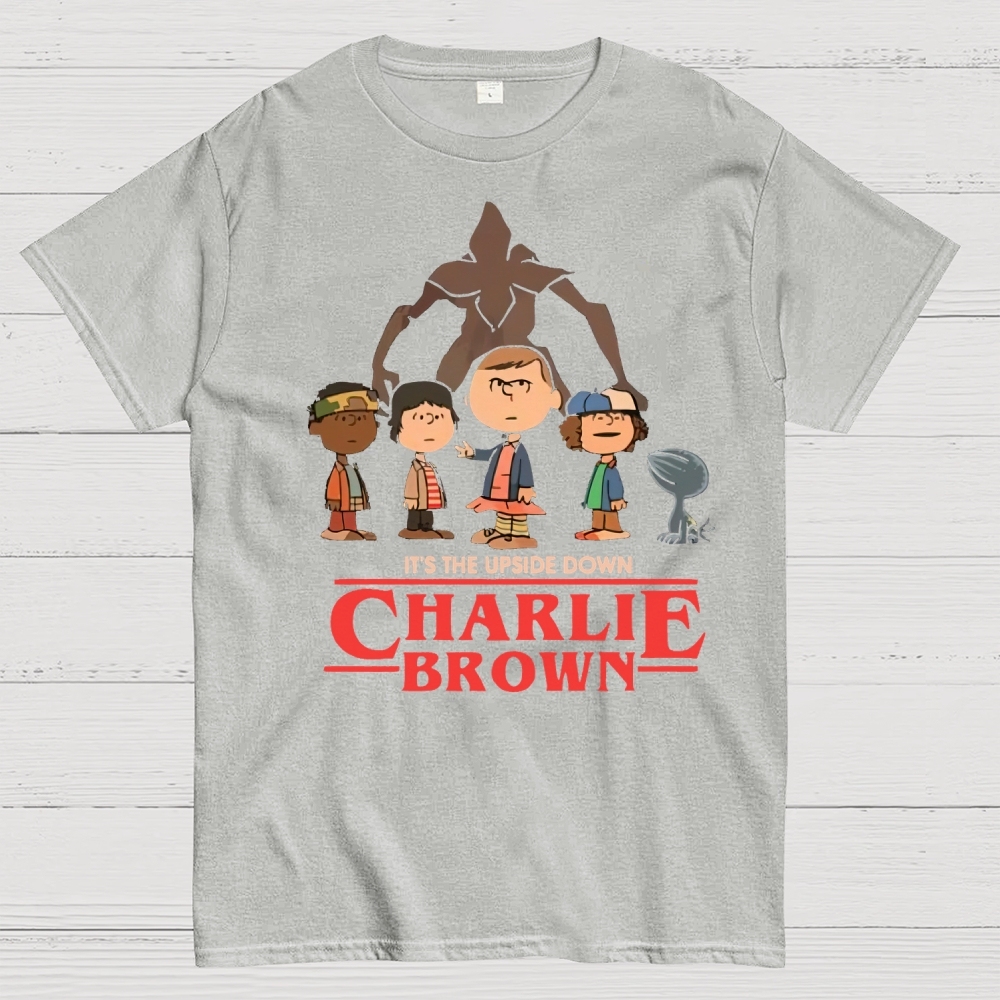 Upside Down Cartoon Group Graphic Cotton T-shirt