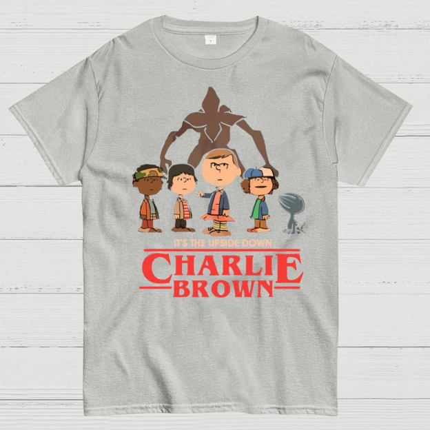 Upside Down Cartoon Group Graphic Cotton T-shirt