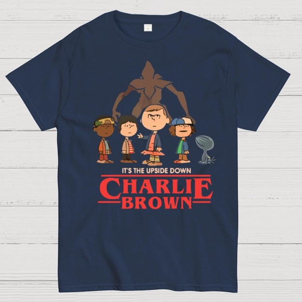 Upside Down Cartoon Group Graphic Cotton T-shirt