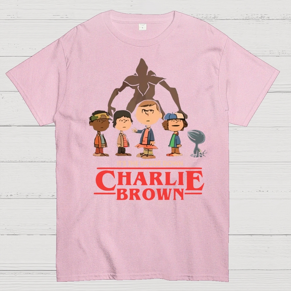 Upside Down Cartoon Group Graphic Cotton T-shirt