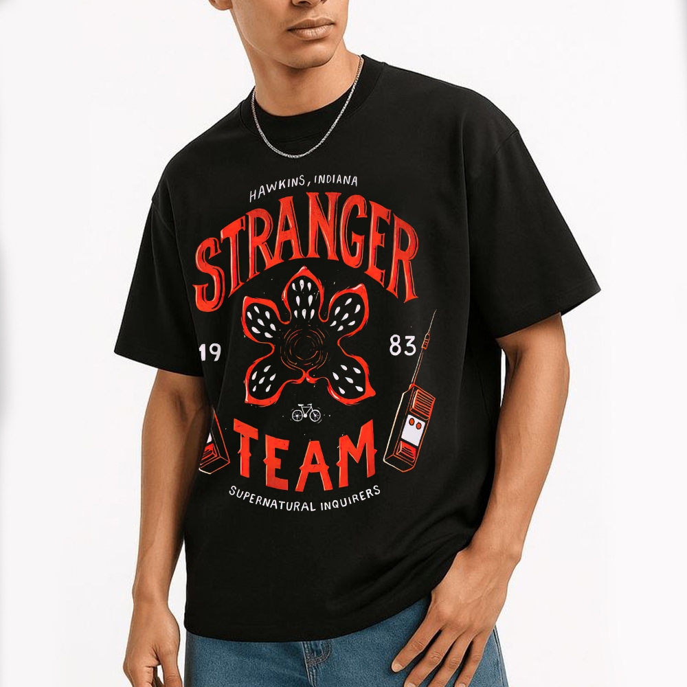 Hawkins Supernatural Inquirers Team Graphic Cotton T-shirt