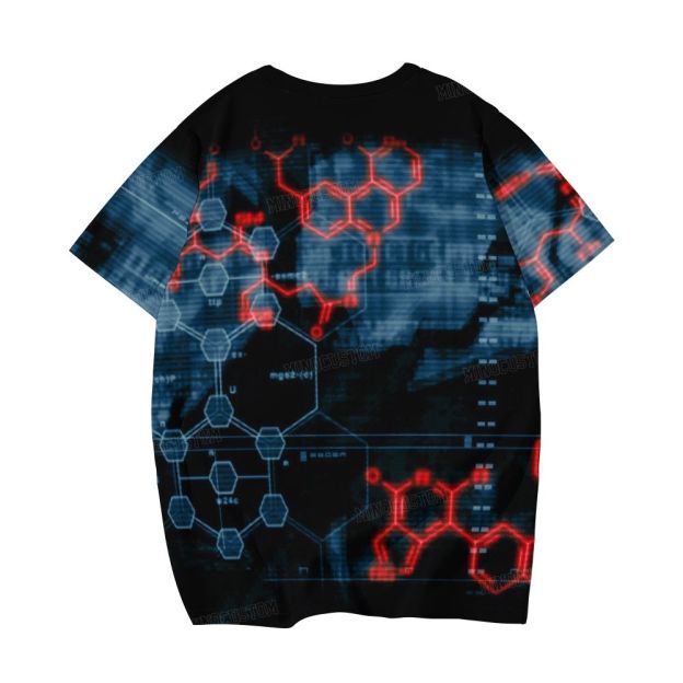 DNA Grid & Cyber Face Design Casual T-shirt