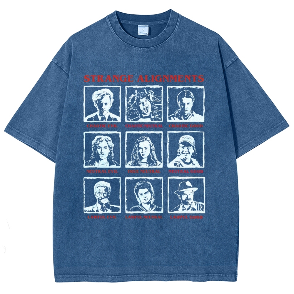 Retro Character Alignment Grid Graphic Washed T-Shirt