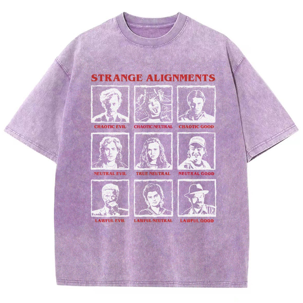 Retro Character Alignment Grid Graphic Washed T-Shirt