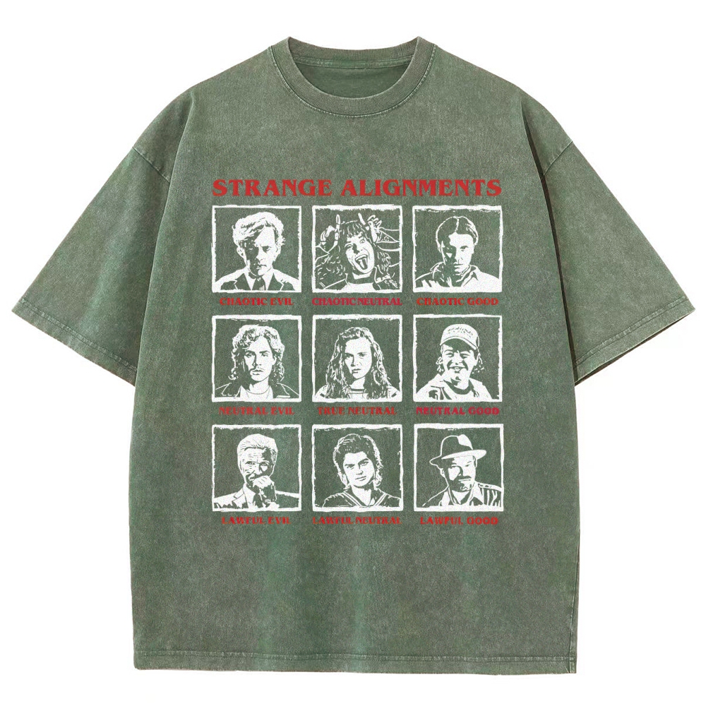 Retro Character Alignment Grid Graphic Washed T-Shirt