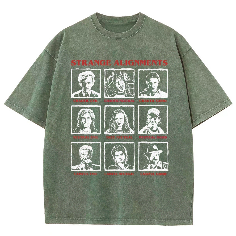 Retro Character Alignment Grid Graphic Washed T-Shirt