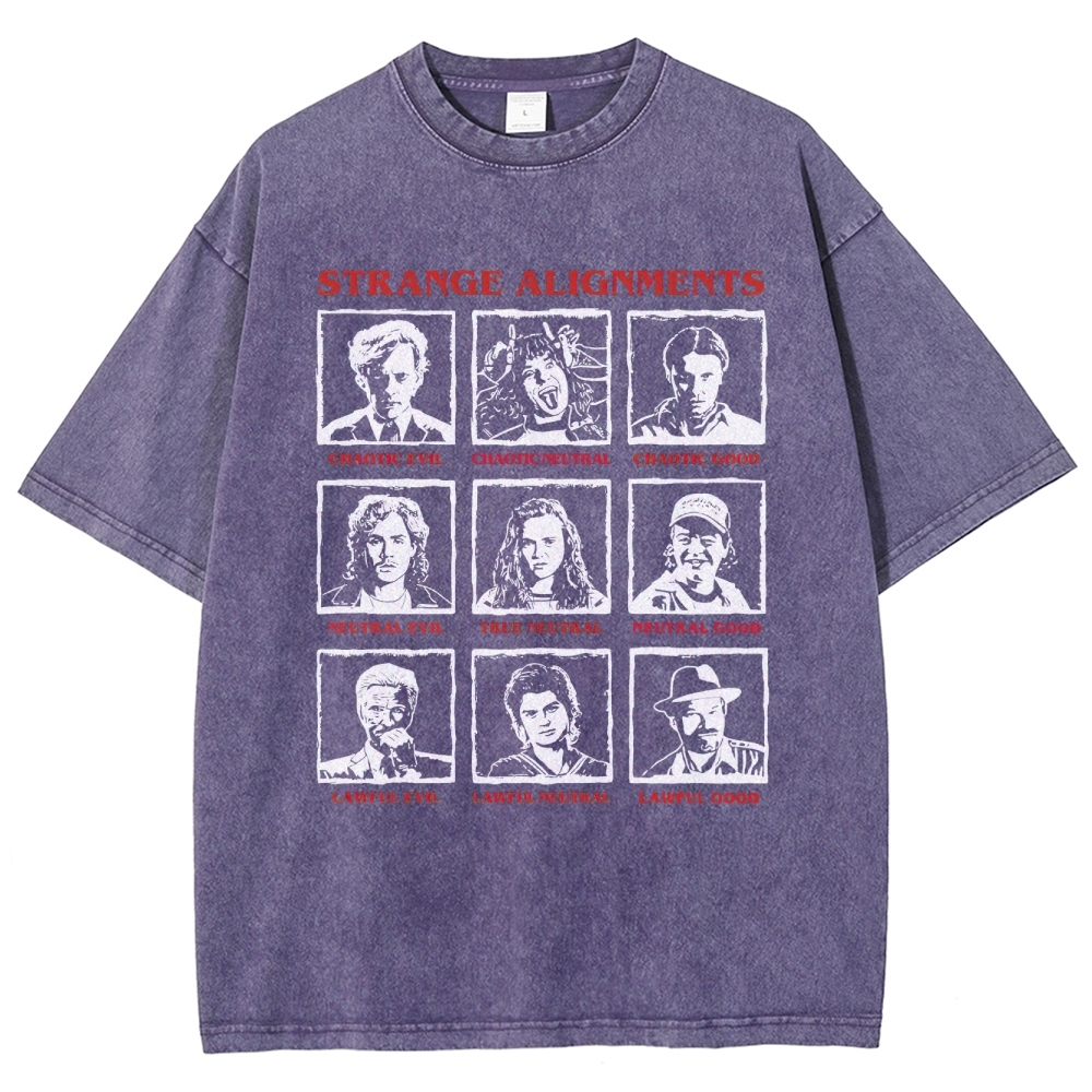 Retro Character Alignment Grid Graphic Washed T-Shirt