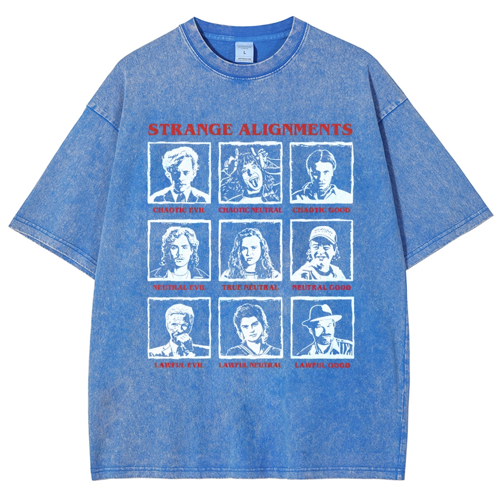 Retro Character Alignment Grid Graphic Washed T-Shirt