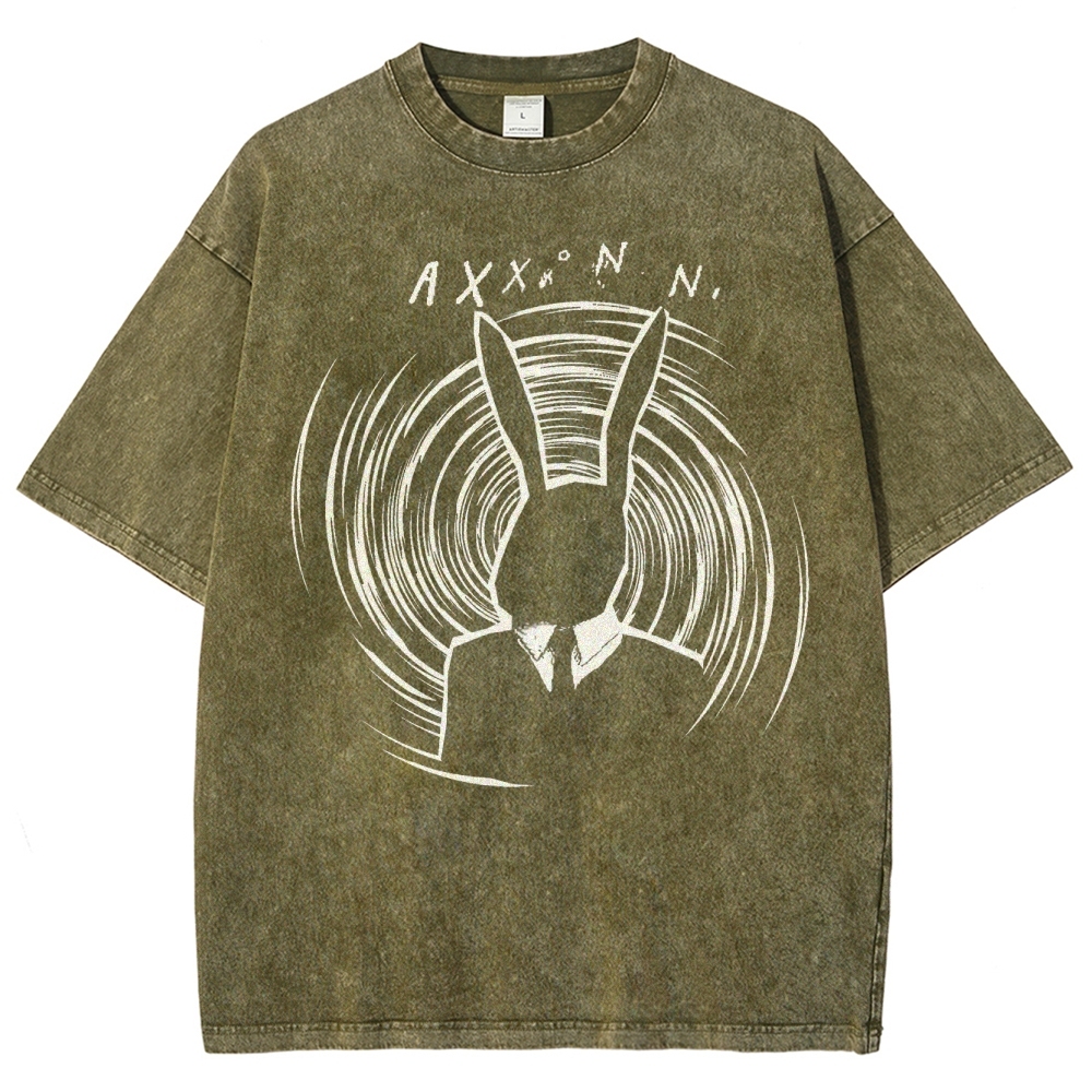 Rabbit Mask Figure Graphic Washed T-Shirt
