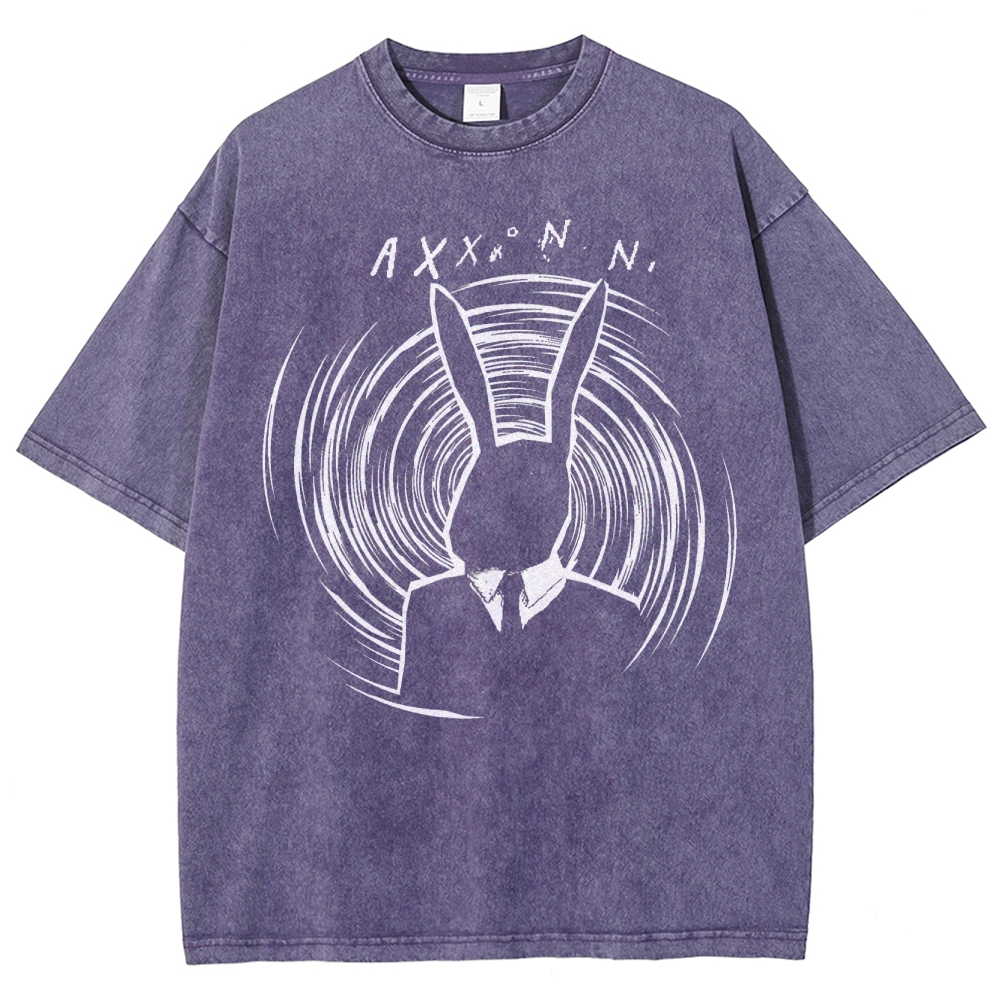 Rabbit Mask Figure Graphic Washed T-Shirt