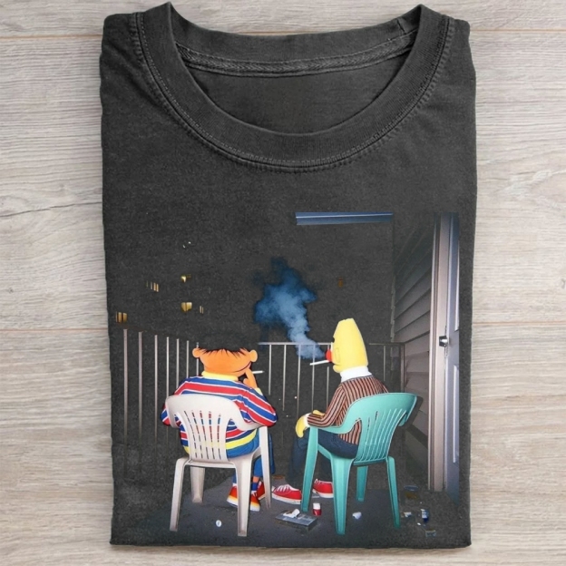 Retro Cartoon Duo Graphic Vintage Washed Tee