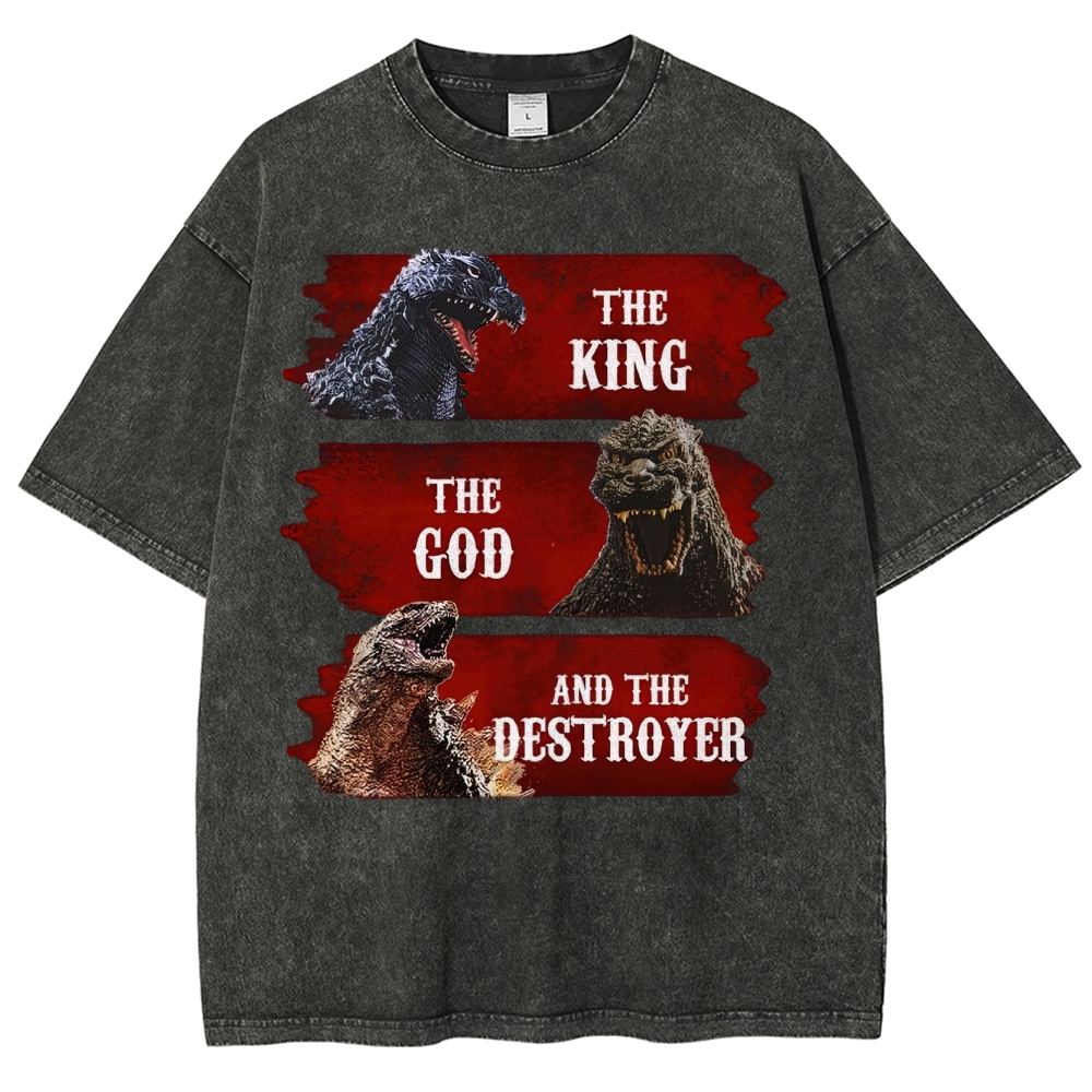 Monster Evolution Pattern Washed T-Shirt 