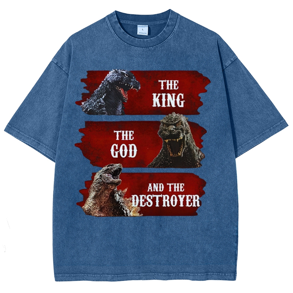 Monster Evolution Pattern Washed T-Shirt 