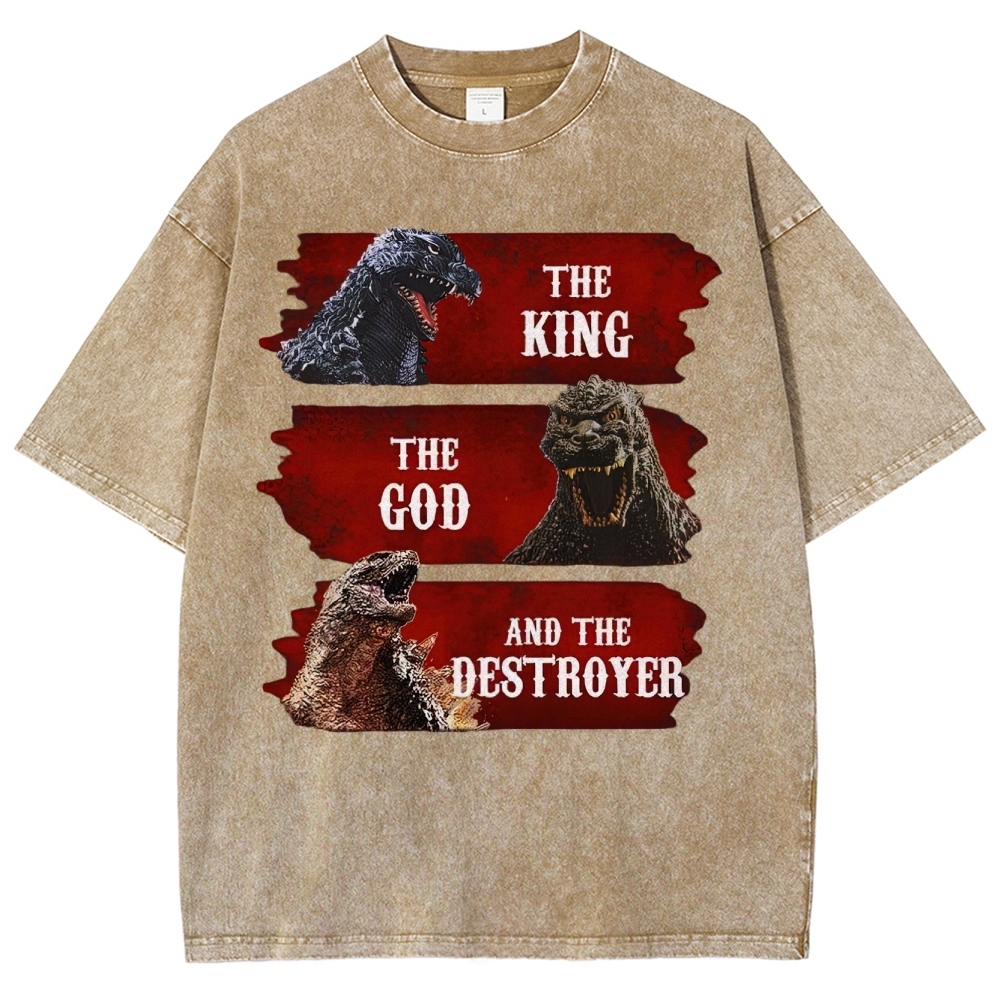 Monster Evolution Pattern Washed T-Shirt 