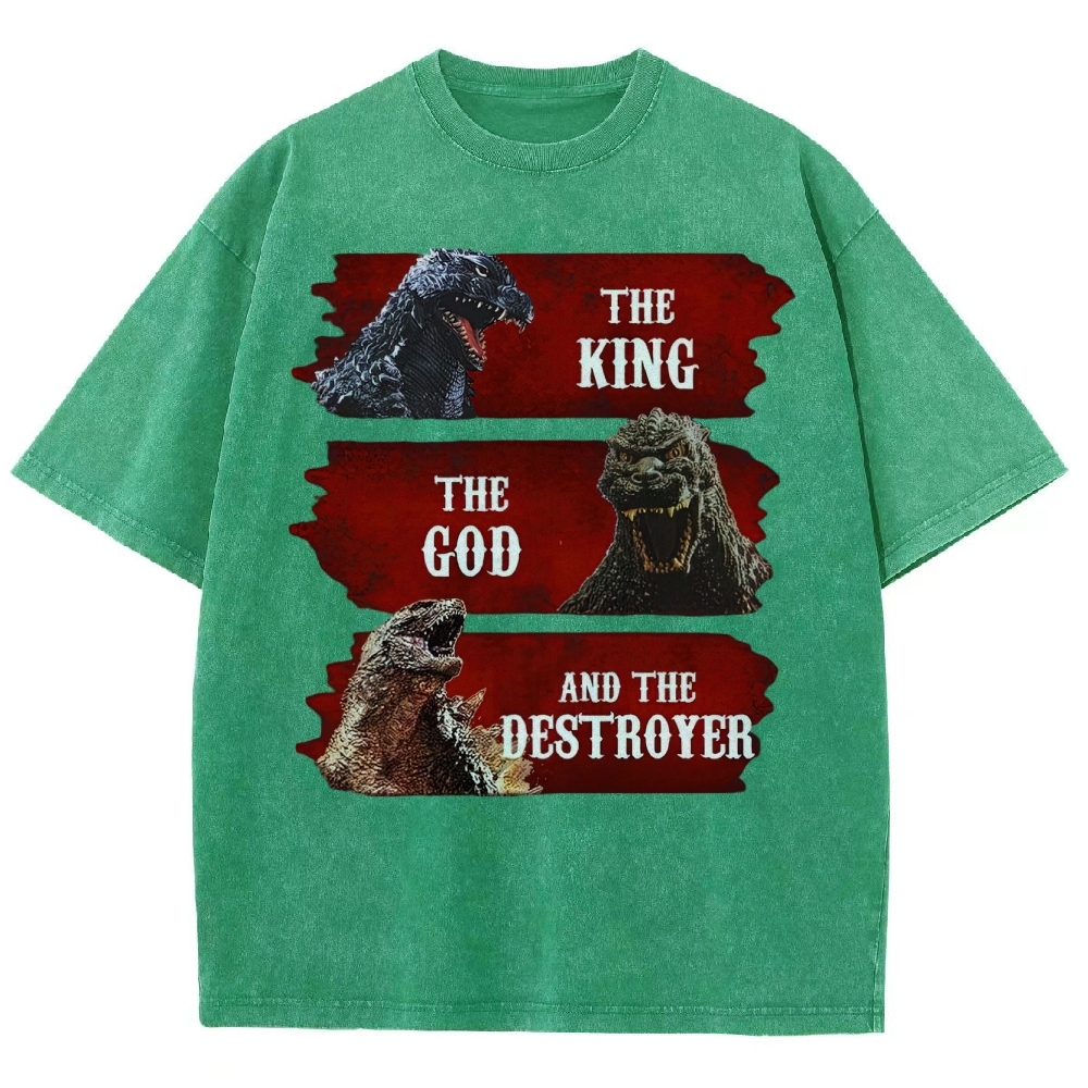 Monster Evolution Pattern Washed T-Shirt 