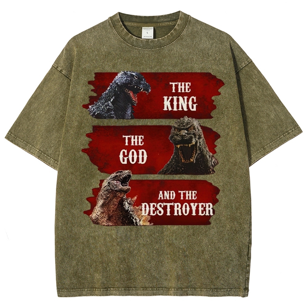 Monster Evolution Pattern Washed T-Shirt 