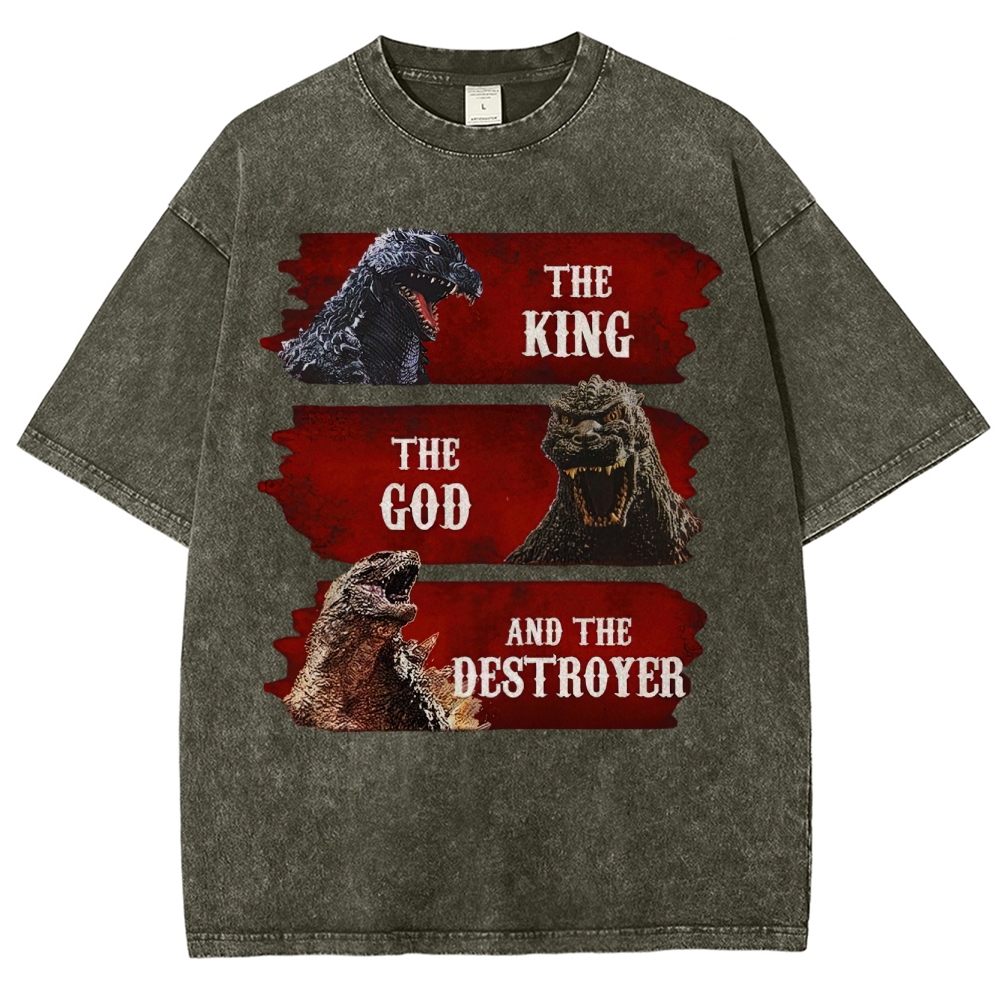 Monster Evolution Pattern Washed T-Shirt 
