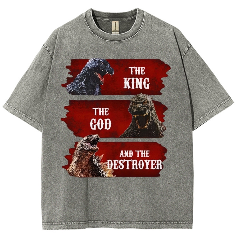 Monster Evolution Pattern Washed T-Shirt 