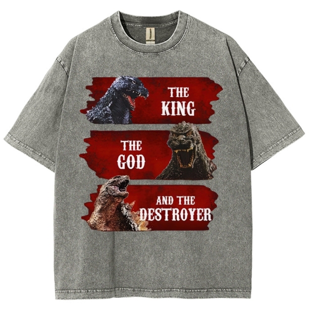 Monster Evolution Pattern Washed T-Shirt 