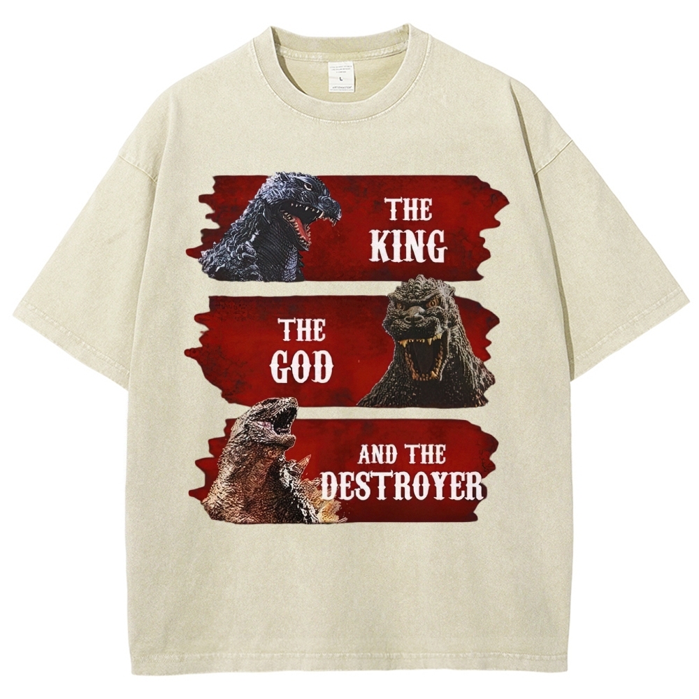 Monster Evolution Pattern Washed T-Shirt 