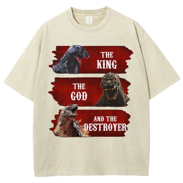 Monster Evolution Pattern Washed T-Shirt 