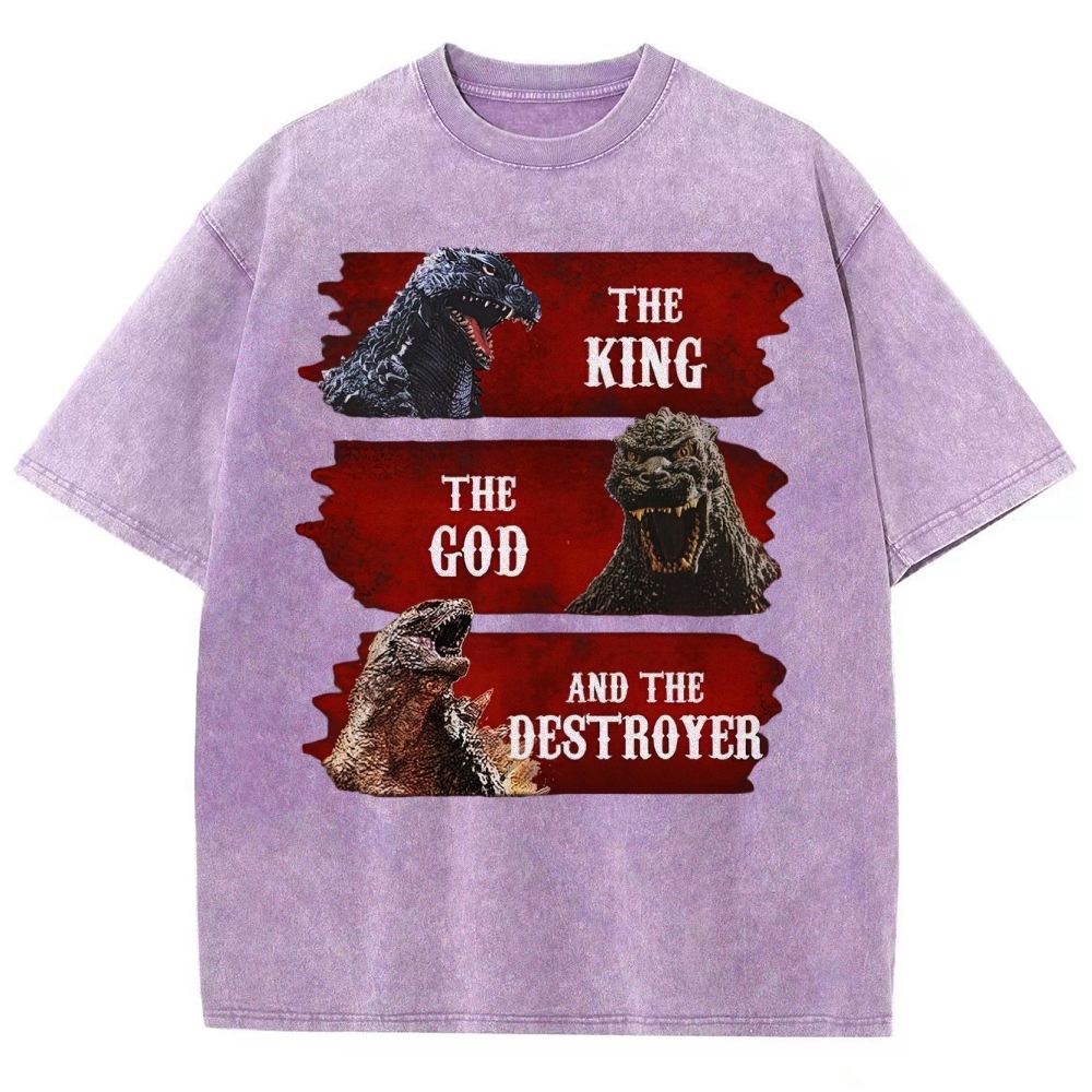 Monster Evolution Pattern Washed T-Shirt 