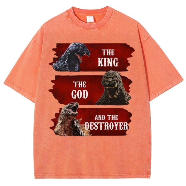 Monster Evolution Pattern Washed T-Shirt 