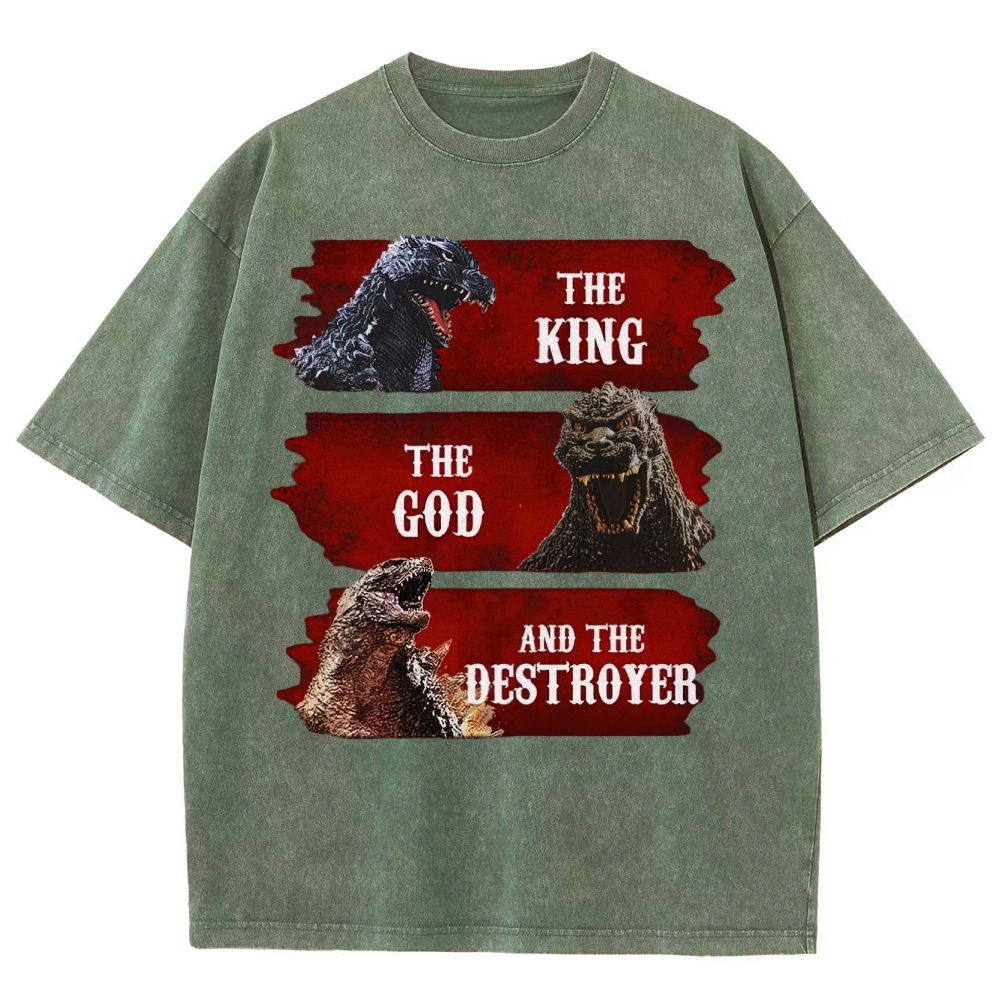 Monster Evolution Pattern Washed T-Shirt 