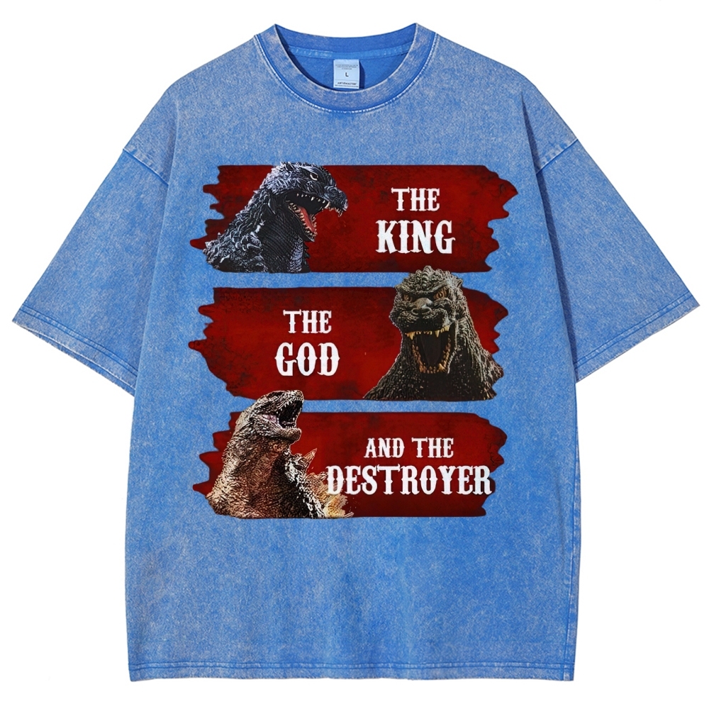 Monster Evolution Pattern Washed T-Shirt 