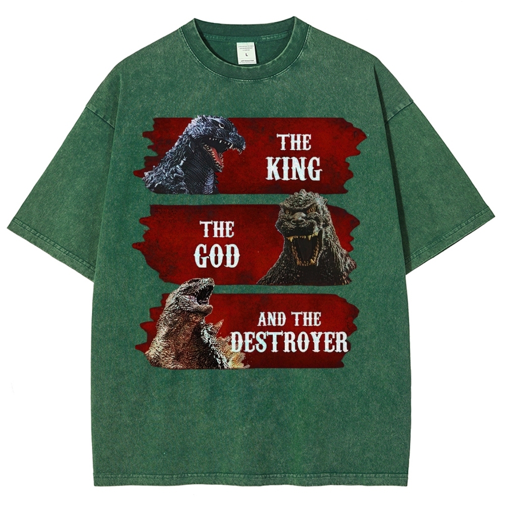 Monster Evolution Pattern Washed T-Shirt 