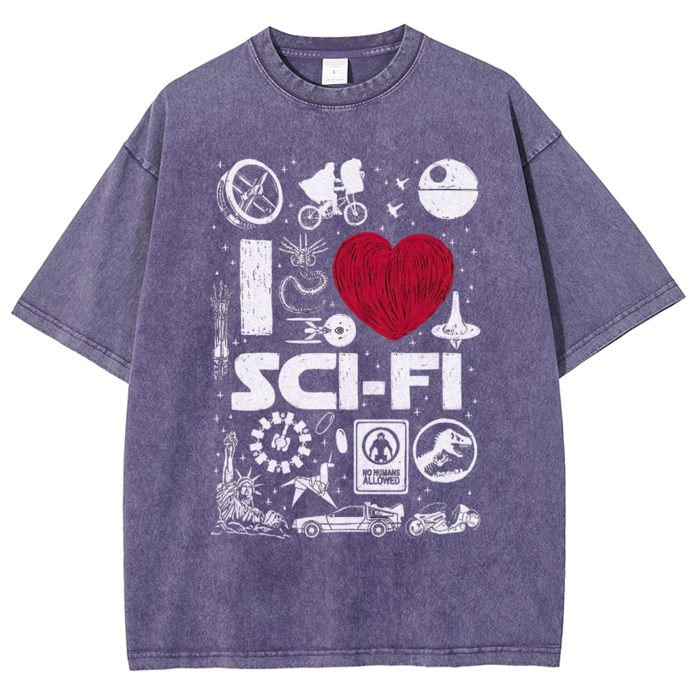 I Love Sci-Fi Washed T-Shirt