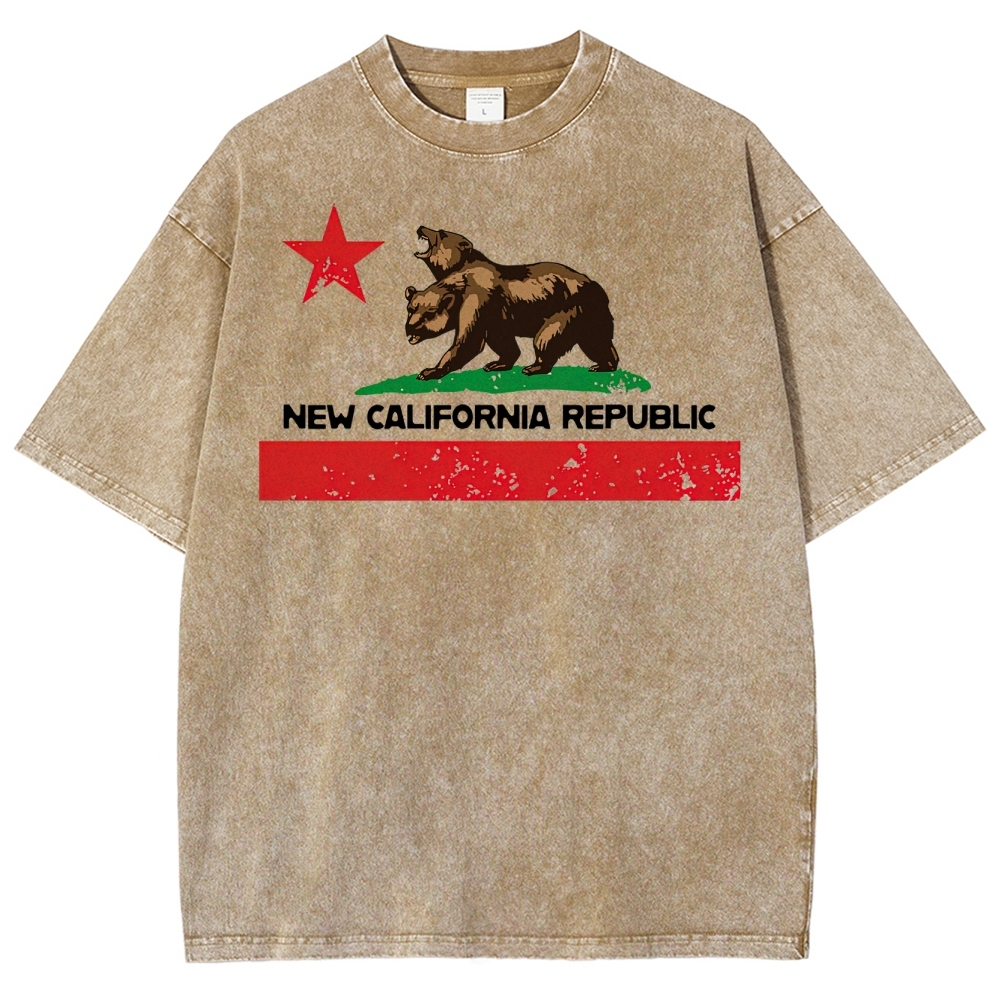 New California Republic Bear Graphic Washed T-Shirt